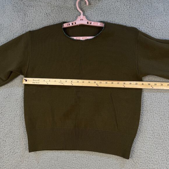 Dark Olive Green Crewneck Pullover Sweater Womens Med - Picture 5 of 9